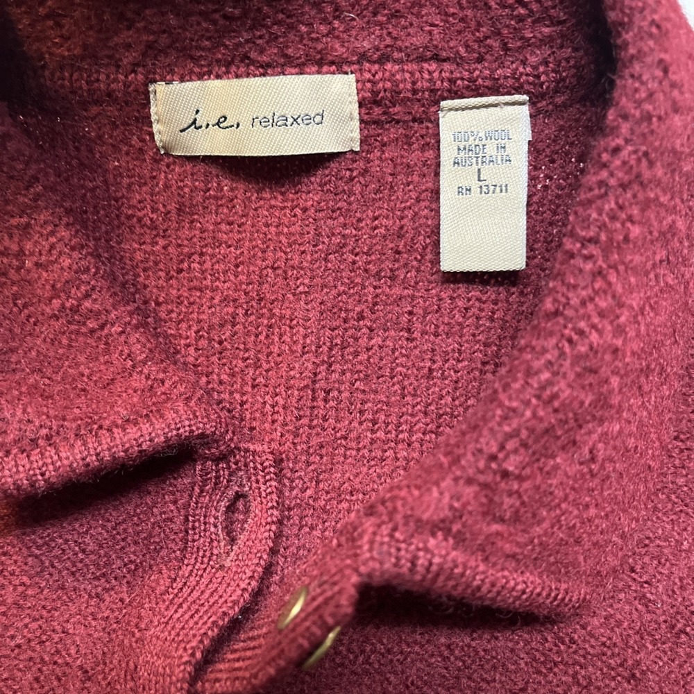 i.e Relaxed 100% Wool Sweater Womens Large Button Sweater Jacket - Picture 3 of 6